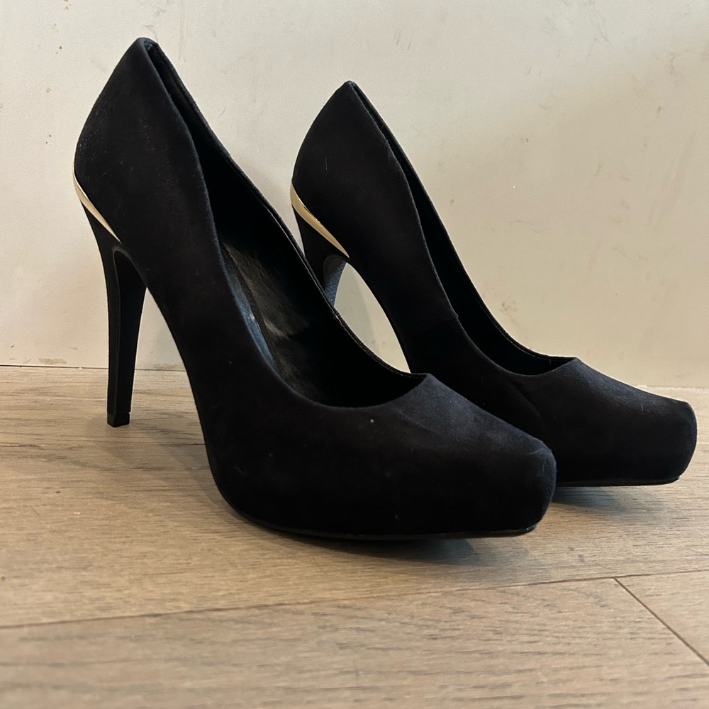 Suede Black High Heels